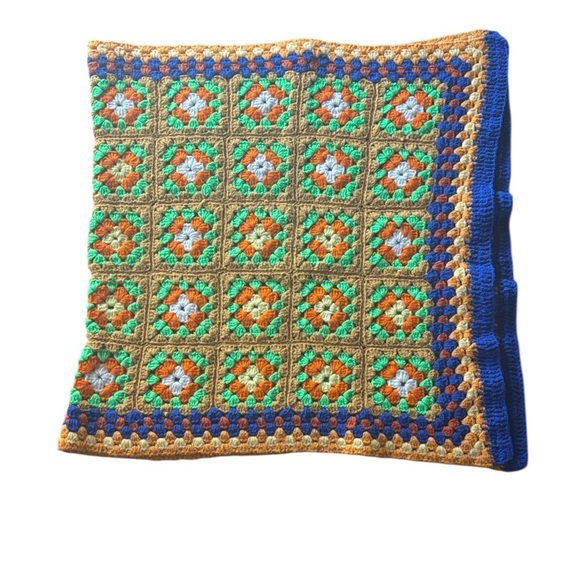 Other - Crochet Granny Squared Throw Blanket Boho Hippie Multi Colored Handcrafted